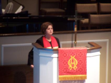Pastor Denise in pulpit